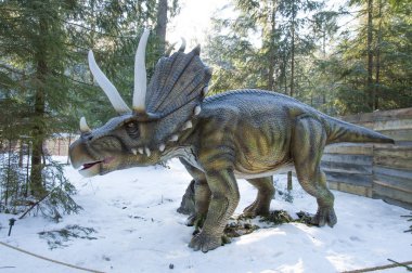 Vahşi tarih öncesi hayvanlar. Triceratops ve dinozorlar