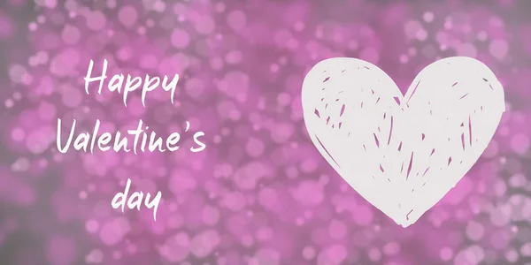 Нежный Розовый Расплывчатый Фон День Святого Валентина Белое Сердце Надпись — стоковое фото