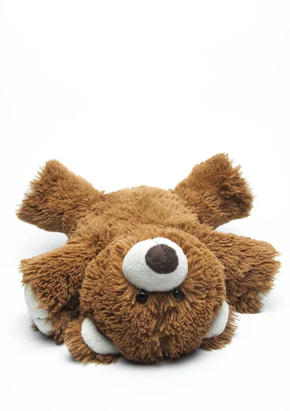 Urso Castanho Bonito Brinquedo Macio Plush Amortecedor Orelhas Patas Cabeça — Fotografia de Stock