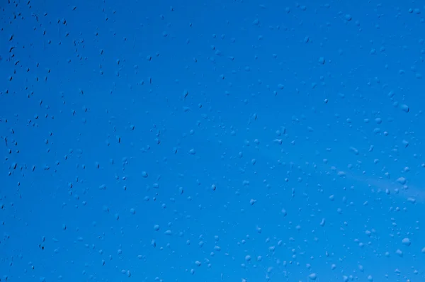 Drops Water Glass Rain Blue Background — Stock Photo, Image