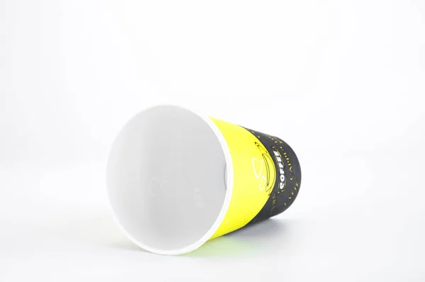 Disposable Cup Paper White Background — Stockfoto