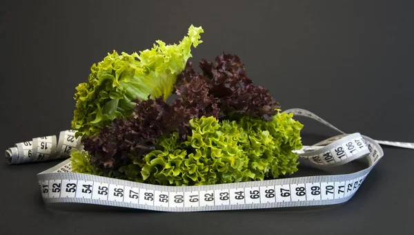 Вегетарианская Еда Измерительная Лента Мотивация Похудеть Правильное Питание — стоковое фото