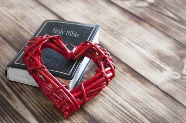 Bibel Auf Einem Holztisch Liebe Gott Das Wort Gottes — Stockfoto
