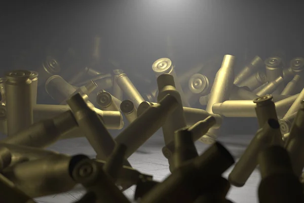 Proyectiles de bala vacíos iluminados — Foto de Stock