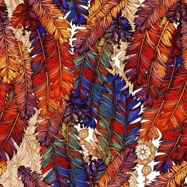 Boho tüy seamless modeli.