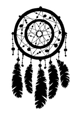 Rüya yakalayıcı siluet izole üzerinde beyaz