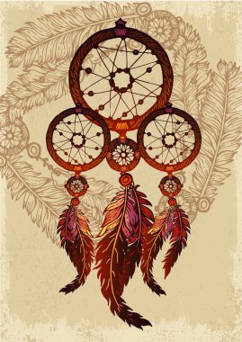 Native american indian traditional dream catcher clipart