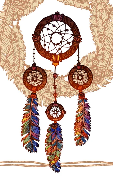 Native american indian traditional dream catcher — Stock Vector