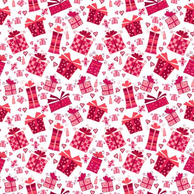 Doodle hediye kutuları ile sorunsuz vektör desen