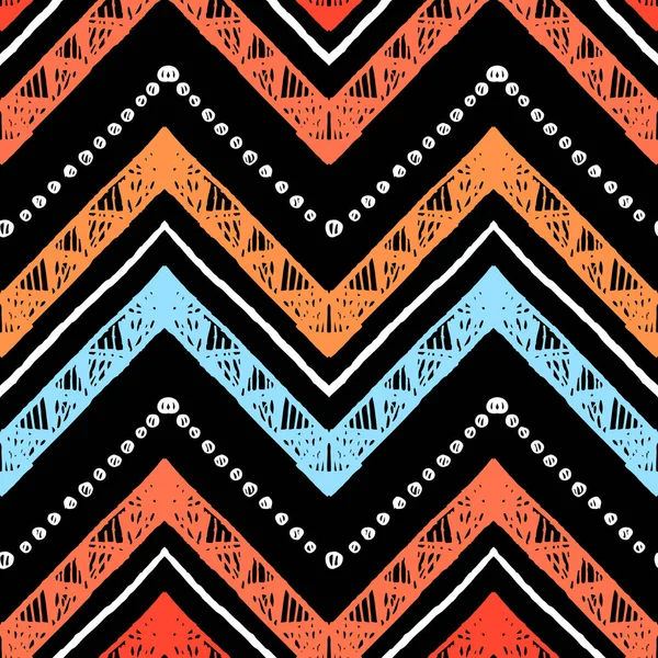 Rayures motif tribal sans couture lumineux avec zigzag — Image vectorielle