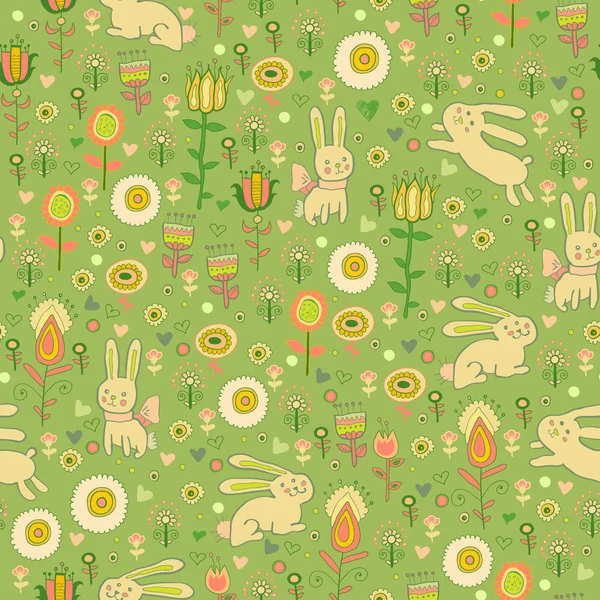Ostern gentle rabbit seamless pattern — Stock Vector