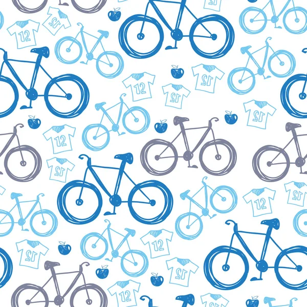 Seamless blue velocipede pattern — Stock Vector