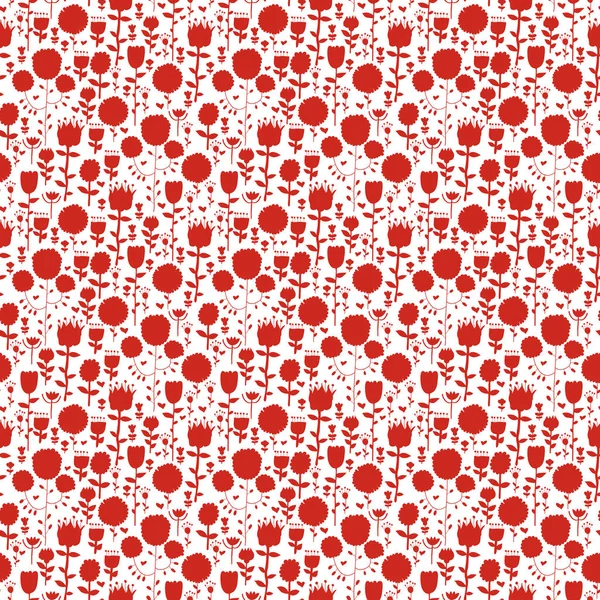 红色轮廓花简单模式 — 图库矢量图片
