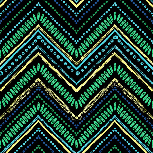 Rayas brillante patrón tribal sin costuras con zigzag — Vector de stock