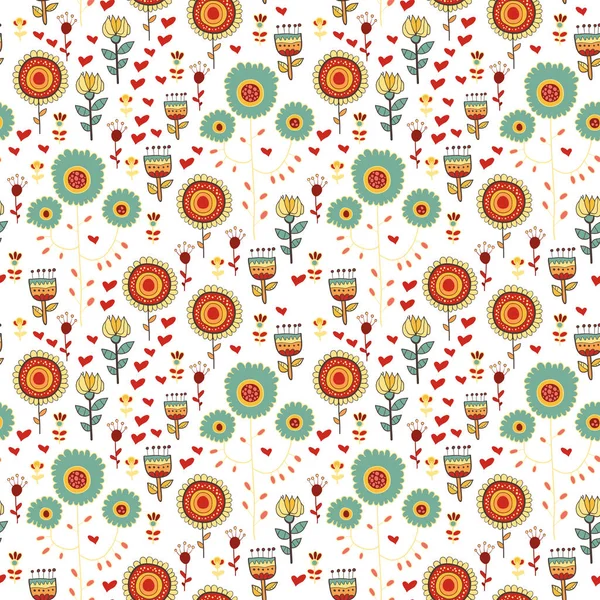 Children seamless pattern of wild flowers — Stock Vector