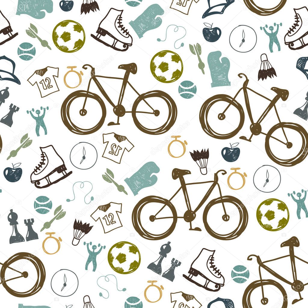 Hipster sport bicycle seamless pattern
