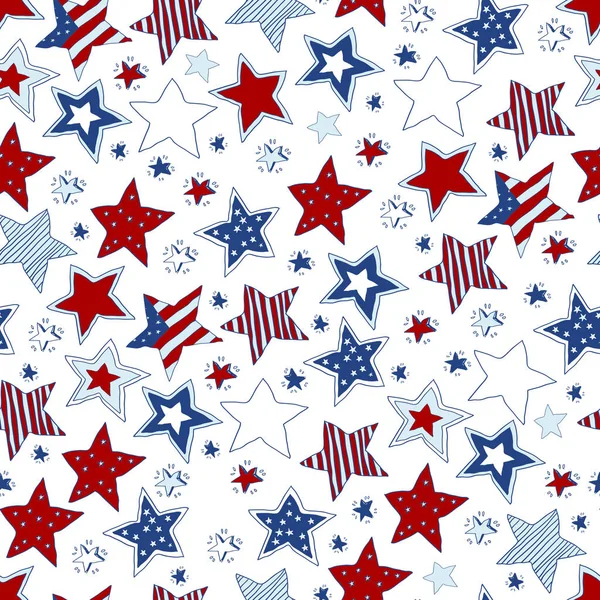 Vintage doodle stars seamless pattern — Stock Vector