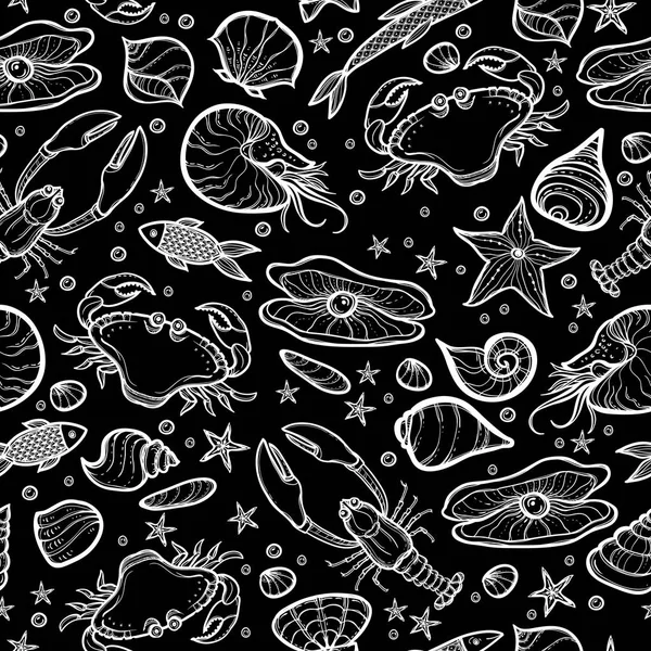螃蟹和壳无缝模式 — 图库矢量图片