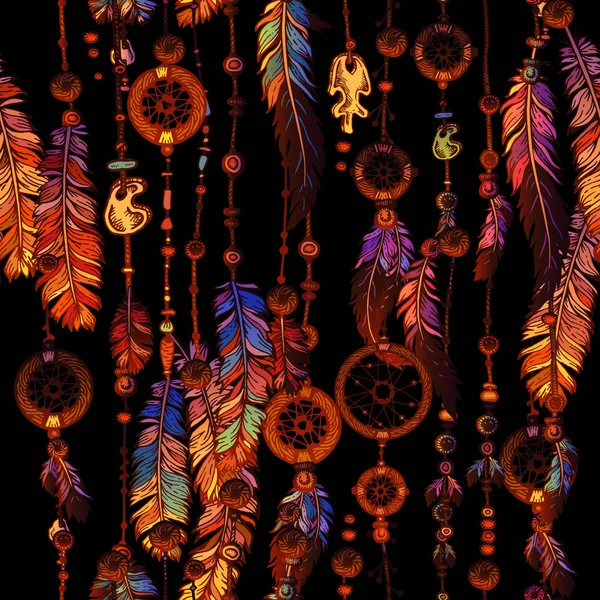 Dream Catcher pour Tribal Boho modèle sans couture — Image vectorielle