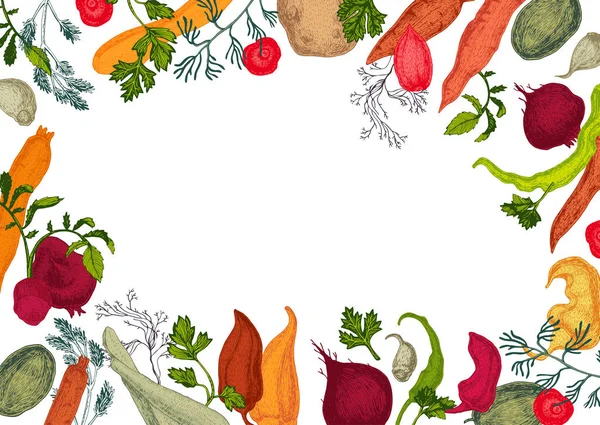 건강 식품 색상 야채 프레임 — 스톡 벡터