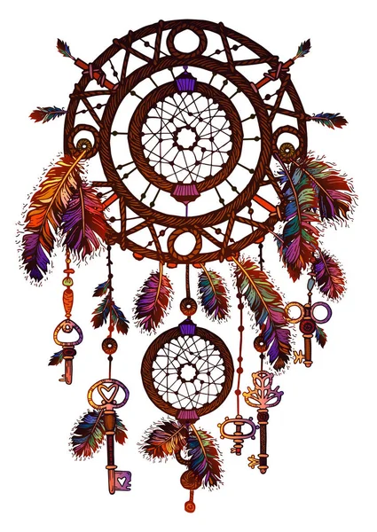 Coloré américain lumineux Dreamcatcher — Image vectorielle