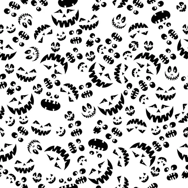 Halloween seamless pattern spooky smiling faces. — Stock Vector