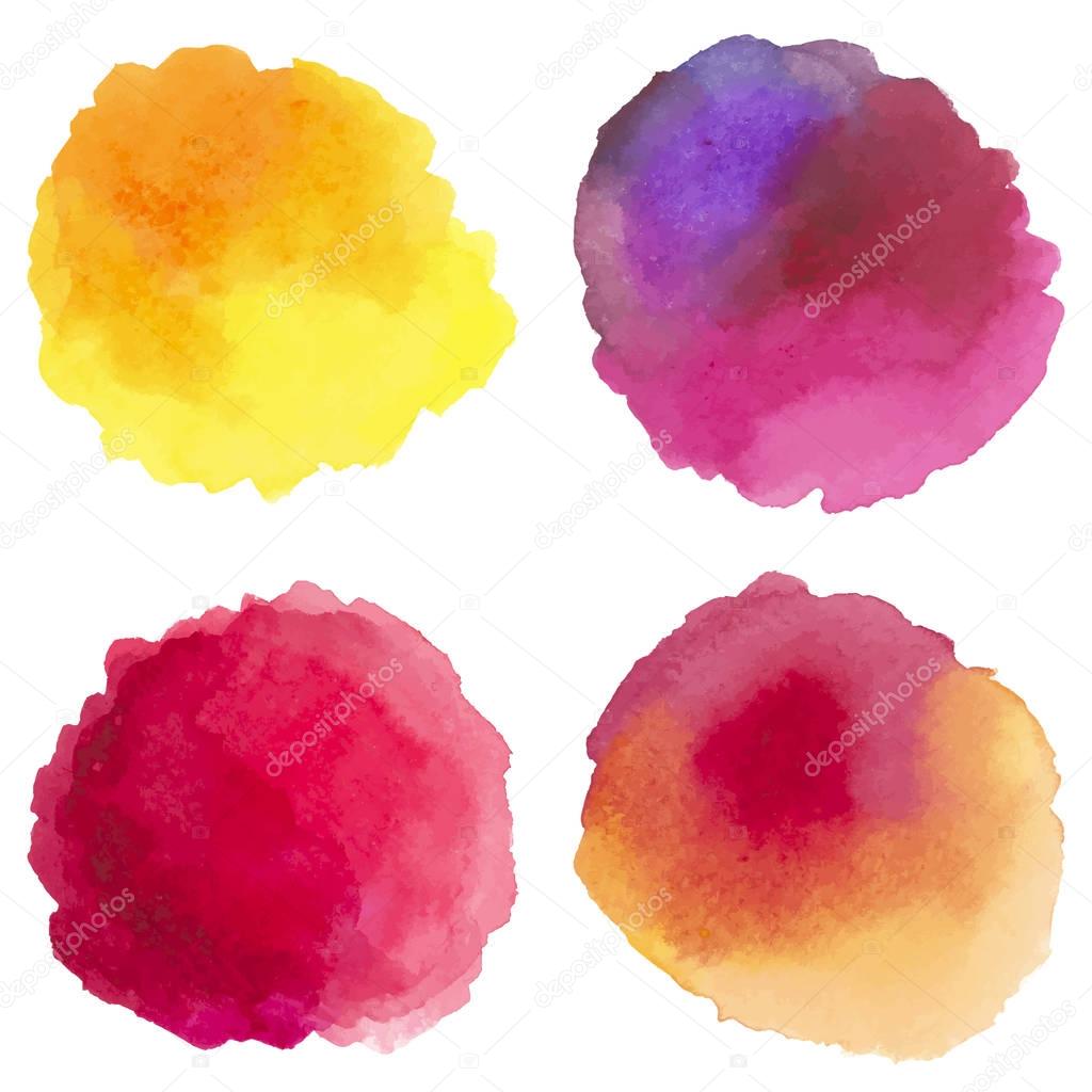 Watercolor set of hand painted stains