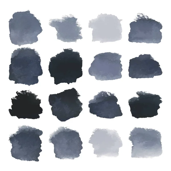 Set acquerello macchie nere — Vettoriale Stock