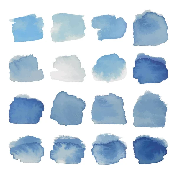 Cinza-azul manchas aquarela conjunto — Vetor de Stock