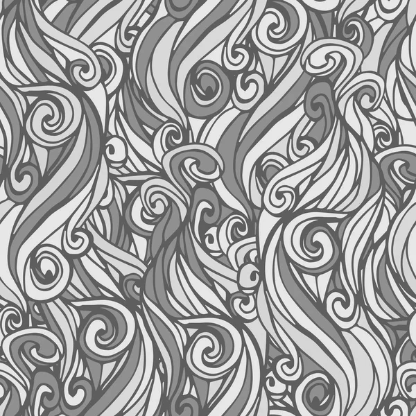 Серый ручной рисунок волн бесшовный — стоковый вектор