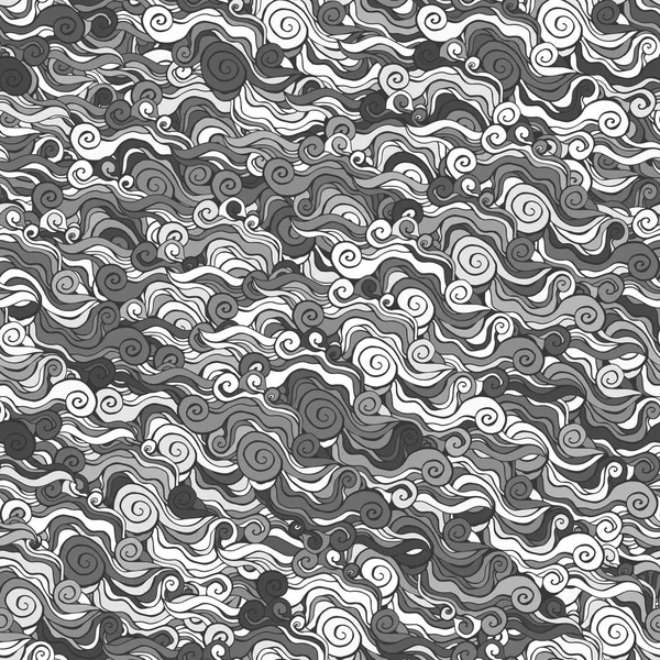 Szürke kézzel rajzolt hullám zökkenőmentes minta — Stock Vector