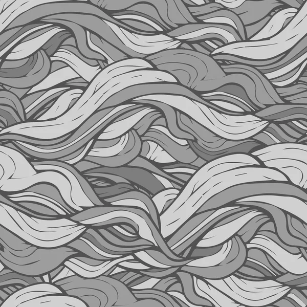 Gray hand drawn wave seamless pattern — Stock Vector