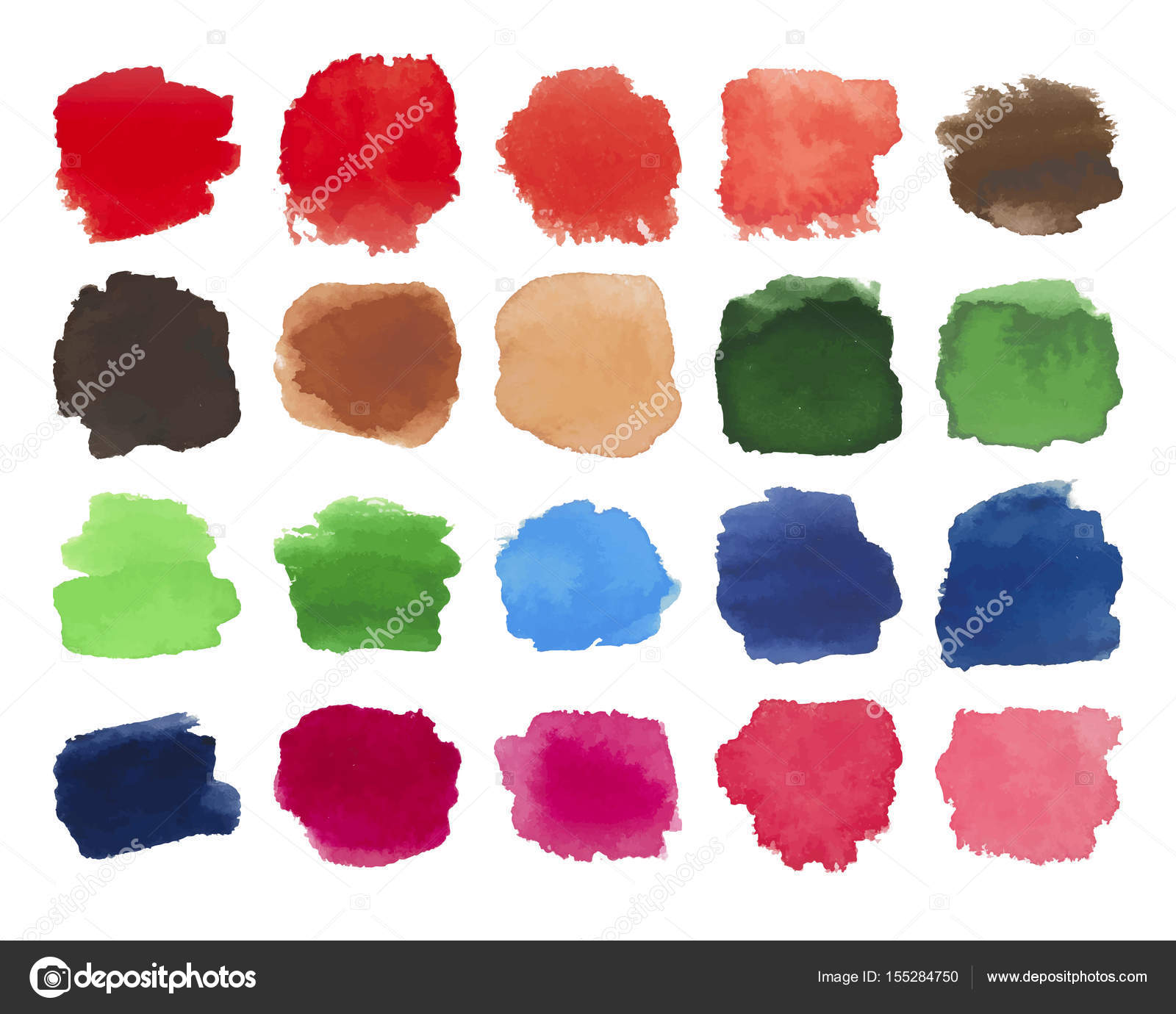 Watercolor Brushes On White Backdrop Colorful Art Vector Set Stock
