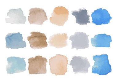Set of bright multicolored watercolor stains clipart