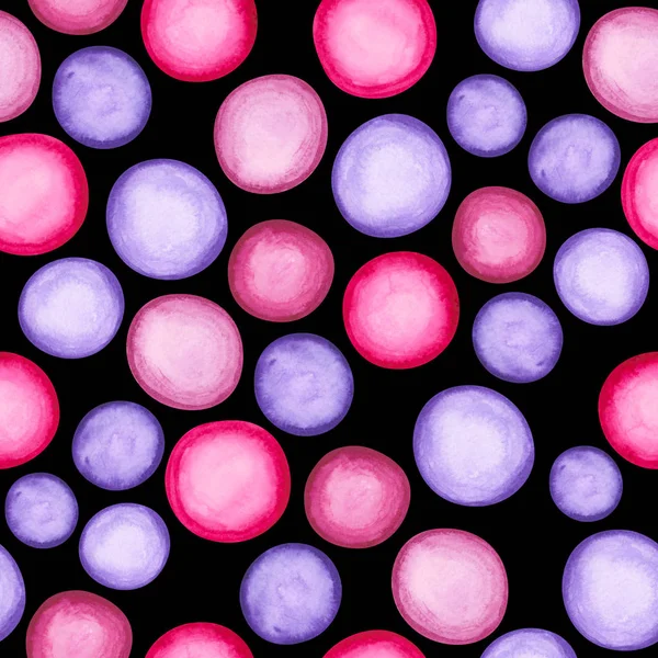 紫色圆水彩污渍无缝模式 — 图库照片