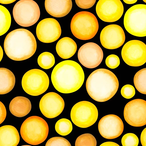Runde gelbe Punkte Aquarell Flecken nahtlose Muster — Stockfoto