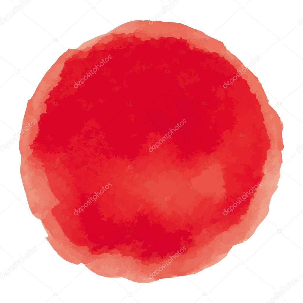 Bright red watercolor painted vector stain