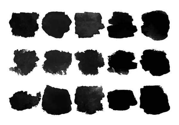 Ensemble de tache d'aquarelle vectorielle noire . — Image vectorielle