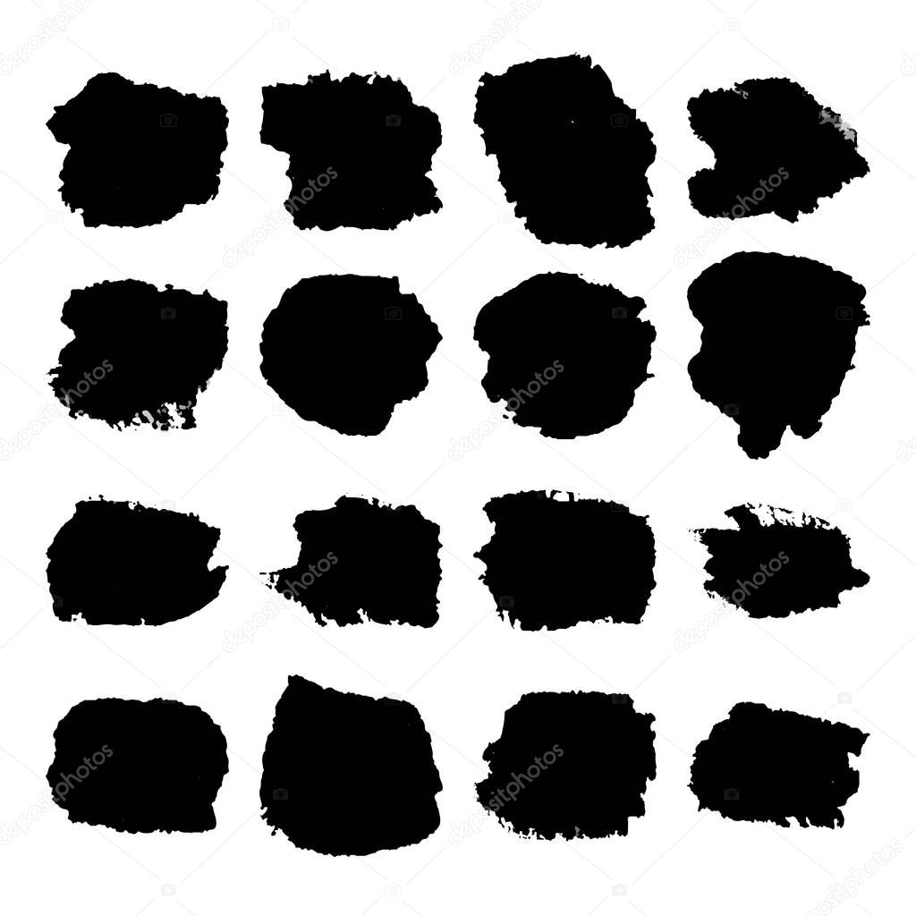Set of black vector watercolor stain.