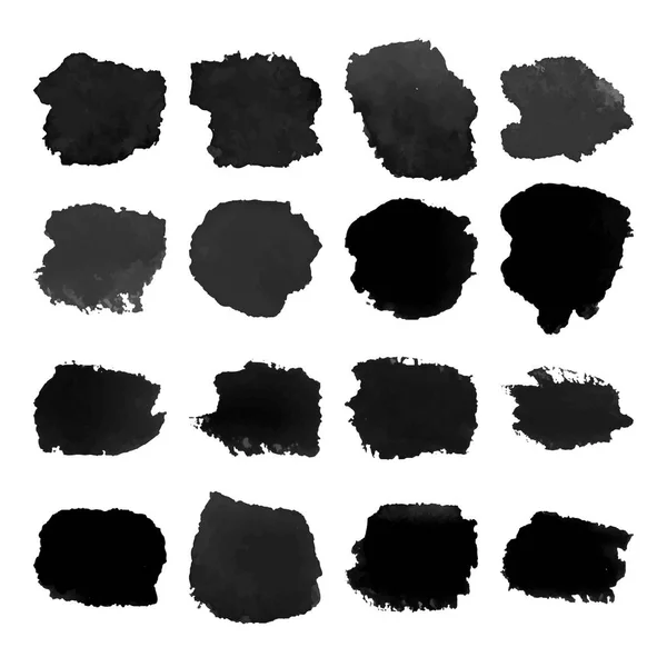 Set van zwart vector aquarel vlek. — Stockvector