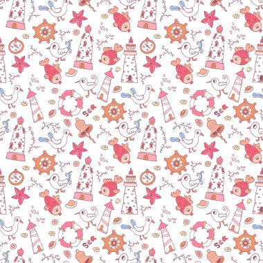 Basit doodle deniz seamless modeli