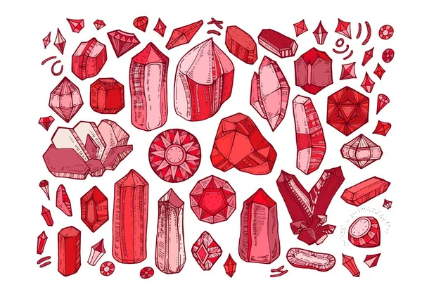 Crystal gems set geïsoleerd op witte achtergrond — Stockvector