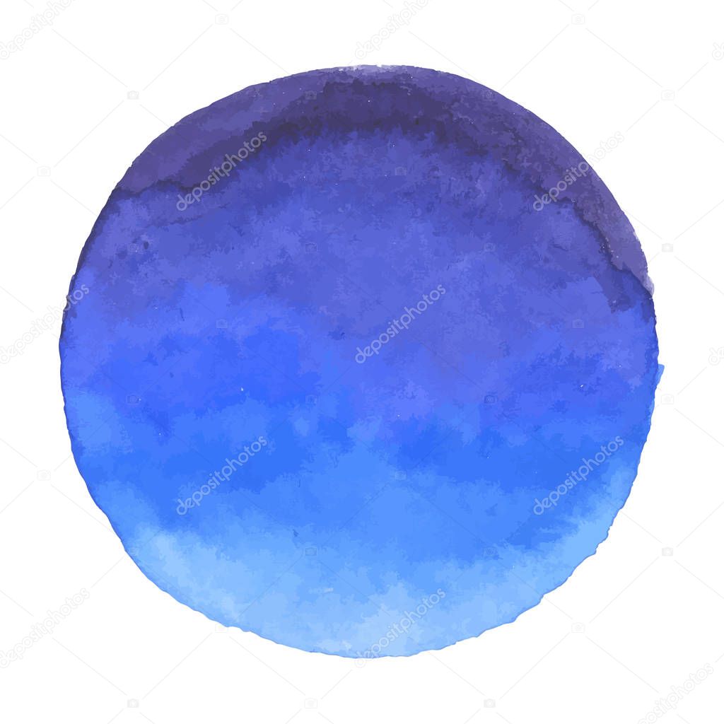 Bright dark blue vector watercolor banner blot