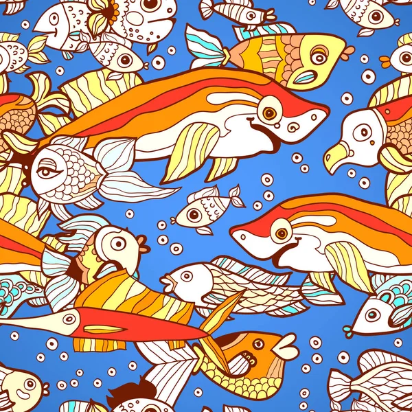 Sininen doodle lapset kala hai kuvio — vektorikuva