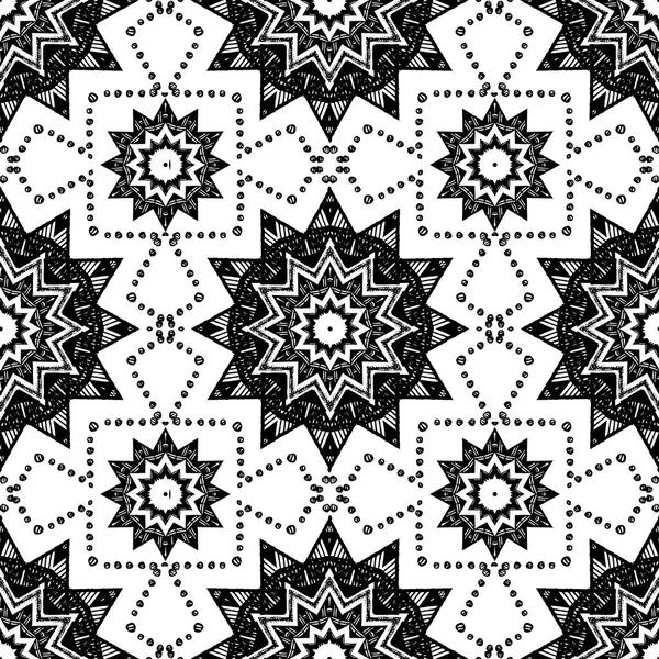 Чорно-білий безшовний візерунок з мандали — стоковий вектор