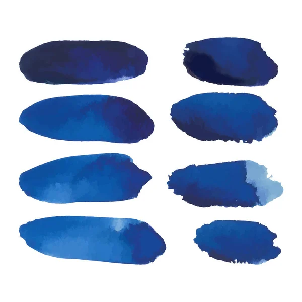 青いバナーのスポットの水彩セット — ストックベクタ