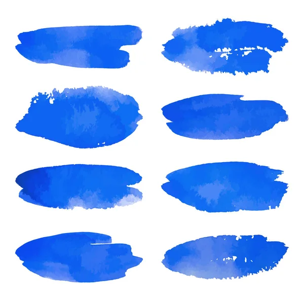 青いバナーのスポットの水彩セット — ストックベクタ