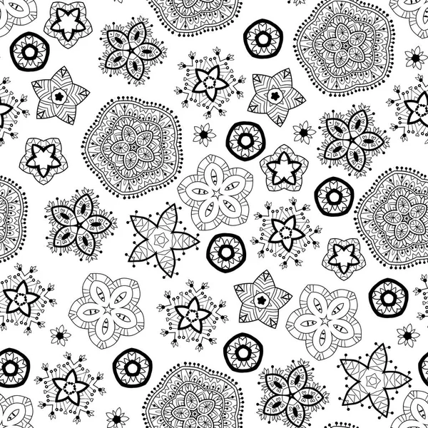 Christmas snowflakes black and white pattern. — Stock Vector