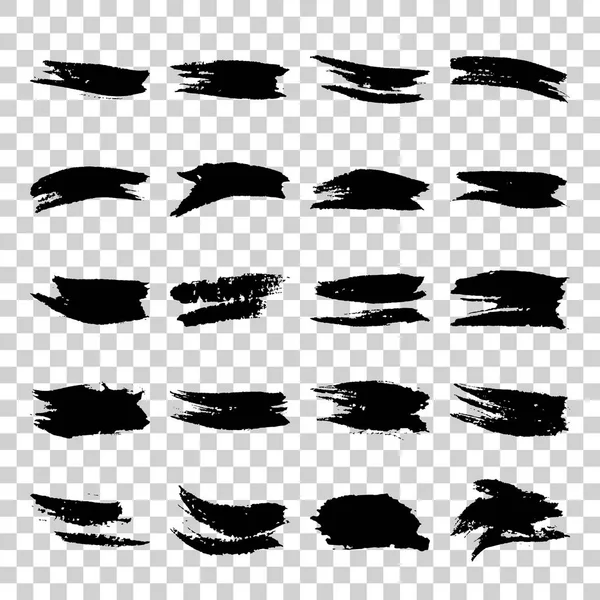 Set di pennellate grunge nero acquerello — Vettoriale Stock