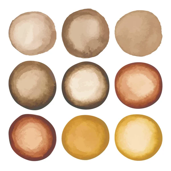 水彩的棕色咖啡圈子套 — 图库矢量图片